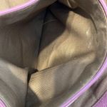 Levenger leather handbag satchel lavender with white piping clean inside EUC Purple Photo 3