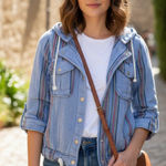 Jolt  Women’s Jacket Cropped Hooded Bohemian Boho Snaps Pockets Blue Sz Small Photo 0