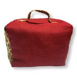 1154 Lill Studio Leopard Print Red Tweed Makeup Cosmetic Toiletry Bag Travel Brown Photo 1