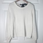 A New Day White Chunky Knit Sweater with Keyhole & Black Velvet Tie on Back Photo 3