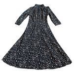 Arefeva Floral Print Dress Mock Neck Cropped Sleeve Flowy Size Medium Women's Black Photo 4