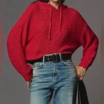 Pilcro Anthropology  NWOT Cozy Red Knit Hoodie Sweater Size XL Oversized Photo 0