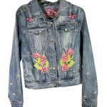 Bagatelle Collection Denim Jacket Studded Embroidered Floral Butterfly Size M Blue Size M Photo 0