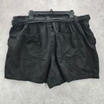 Terra & Sky  Black Pullon Ruffle Belted Cotton Linen Pants Shorts Plus 1X 16W 18W Photo 1