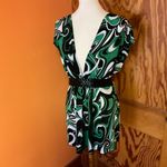 Vtg Y2K plunging sexy psychedelic top Green Size L Photo 5