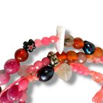 Free People Ariana Ost Rayland Anklet Pink Bohemian Beach Pearl Cross Layered Photo 9