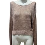 Forever 21 Women's Gold Metallic Cropped Pullover Sweater Size L Standard Photo 3