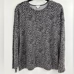 J Jill Gray Cotton Blend Animal Print Leopard Thin Knit Sweater Size Large Photo 0