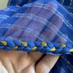 MISA Los Angeles MISA Ambrosia Ruffle Hem Striped Midi Dress Metallic Gold Royal Blue Tiered NEW Photo 8