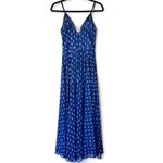 AQUA  Navy Blue & Metallic Gold Halter Maxi Dress Gown Size 0 Photo 2