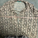 Karlie  SNAKE PRINT V NECK BLOUSE lace up blush long sleeve size M Photo 3