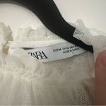 ZARA  Sheer Lace Victorian Blouse White High Neck Ruffle Collar Size M‎ Photo 5