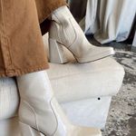 Princess Polly White Croc Heeled Platform Boots Photo 0