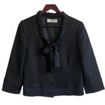 Tahari Women Cropped Jacket Silk Trim Embossed Texture Career Event Evening Wear Photo 0