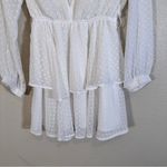 LIONESS  White Swiss Dot Tiered Mini Dress Womens S Boho Fairy Cottage Core Bride Photo 9