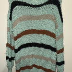 🎄BiBi Mint, Black, and Brown Striped Sweater Green Size M Photo 0