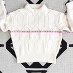 FRNCH  Paris Julia Cable Knit Cutout Back Sweater in Off White Creme Small Photo 4