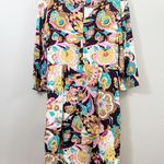 Boden Retro Floral 70s Colorful 3/4 Sleeve Mini Cream/Pink/Brown Dress Size 6 Photo 5