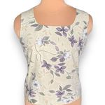 Vintage Dress Barn Blouse Cream Purple Floral Squareneck Sleeveless Linen Blend Purple Size M Photo 0