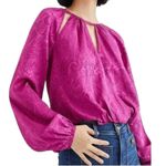 Veronica Beard Women’s 12 Magenta Pink Paisley Inlay Sionne Cut Outs Blouse Top Photo 1