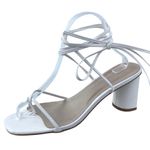 Princess Polly  Women's White Lace Up Square Toe Strappy Block Heels Sandals Sz 9 Photo 0