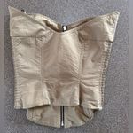 ZARA Woman’s Bustier Corset Top. Tan Khaki Strapless Zip Front Photo 3