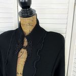 Vivian Chan Shaw Scallop Hem Duster Cardigan Sweater Black Large Open Photo 4