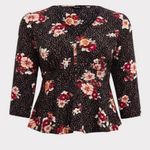 Torrid  Floral Animal Print Cropped Peplum 3/4 Sleeve Corset Top Size‎ 2X Photo 4
