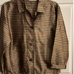 Chicos Design Women's Striped Button Down Shirt Jacket Gold Red Black White M Size L Photo 0
