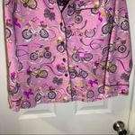 Nick & Nora  Pink/Purple Bicycle Print Flannel Pajama Top S Photo 4