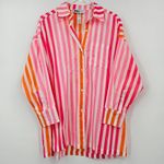 Beach Riot  Alexa Coverup Button Down‎ Top Pink Orange Small Photo 8
