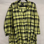 VTG Karen Arnold Sz 3X Chartreuse 100% Silk Taffeta Jacket Plaid Top Plus Size Green Photo 0