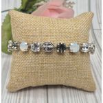 NWT Harmony Silver Tone Crystal & Cross Tennis Style Bracelet Dangle Tree Charm Photo 1