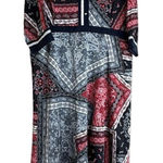 SheIn  Curve 3XL Black Red Bandana Paisley Print Boho Long Sleeve Maxi Dress Photo 0