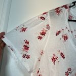 Lucky Brand  Flutter Sleeve Scoop Neck White Pink Floral Shirt Blouse Size XXL Photo 4