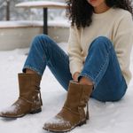 Abeo Blaine Suede Shearling Boots GUC Size 9 S3977 Tan Photo 1