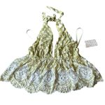 Free People  M Lunch Date‎ Yellow Polka Dot Halter Top Citron Plunge Coquette New Photo 2