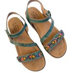 Spring Step EUC  Leather Dialog Sandals Teal Floral Size 8.5 Photo 1