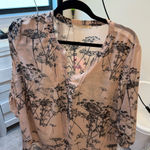 Pink and Black Sheer Blouse with Floral Print Size L Photo 0