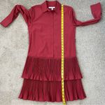 Derek Lam ‎ 10 Crosby Stirling Tiered Plisse Poplin Shirt Dress Red 0 Photo 8