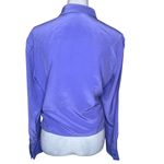 Antonio Melani 100% Silk Purple Collared Button Tie Front Long Sleeve Blouse L Photo 2