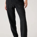 Athleta Retreat Linen Jogger Black Lagenlook Coastal Travel Pull On Womens Large Photo 0