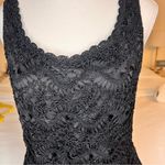 Carmen Marc Valvo  Black Beaded Crochet Sleeveless Top Size L‎ Photo 2