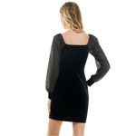 Elegant Black Bodycon Dress with Sweetheart Neckline and Bishop Sleeves Size L Photo 1