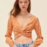 Urban Outfitters bohemian cottagecore Floral, Twist Front, dainty Y2K crop top S Photo 0