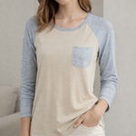 St. John  Womens Baseball Tee Sz S Beige Grey Long Sleeve Minimalist Quiet Luxury Photo 0