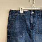 Seven7 Blue Denim Utility Raw Hem Pockets Skirt Size 8 Photo 2