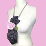 “Dainty Dapper” Purple necktie Necklace with lavender rose adornment Photo 5