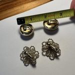 Lot of 2 Both Signed Gold Tone Clip On Non Pierced Earrings Photo 9