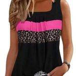 BRAND NEW ~ Black Hot Pink & Leopard Print Activewear Tank Top ~ Women's LARGE Photo 0